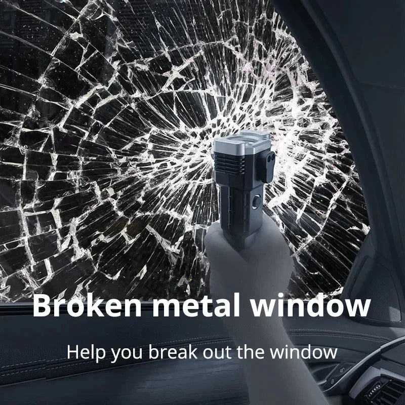 Rechargeable Tactical LED Flashlight & Power Bank with Safety Hammer