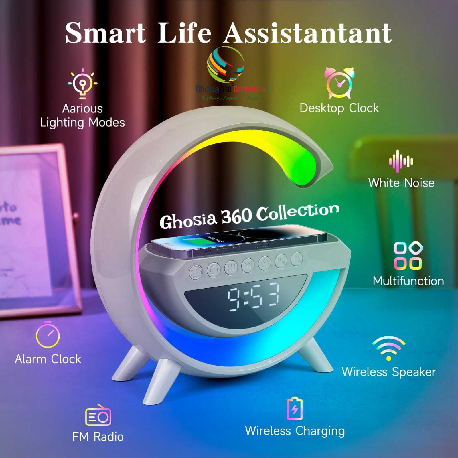 BT 3401 LED Wireless Charging Speaker & Atmosphere Lamp